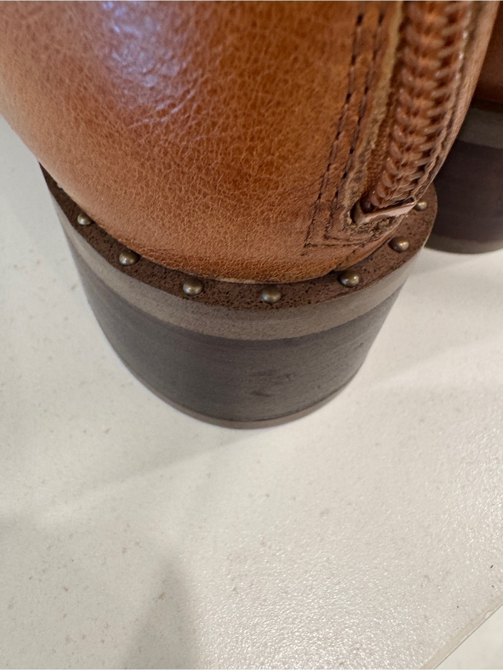 Franco Sarto Women's Wide-Calf Tall Leather Riding Boots - Cognac Brown Size 10 - Picture 13 of 13
